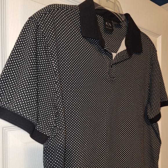 A/X Armani Exchange Men's Black and White Dotted Polo Shirt Size Large - Picture 1 of 7